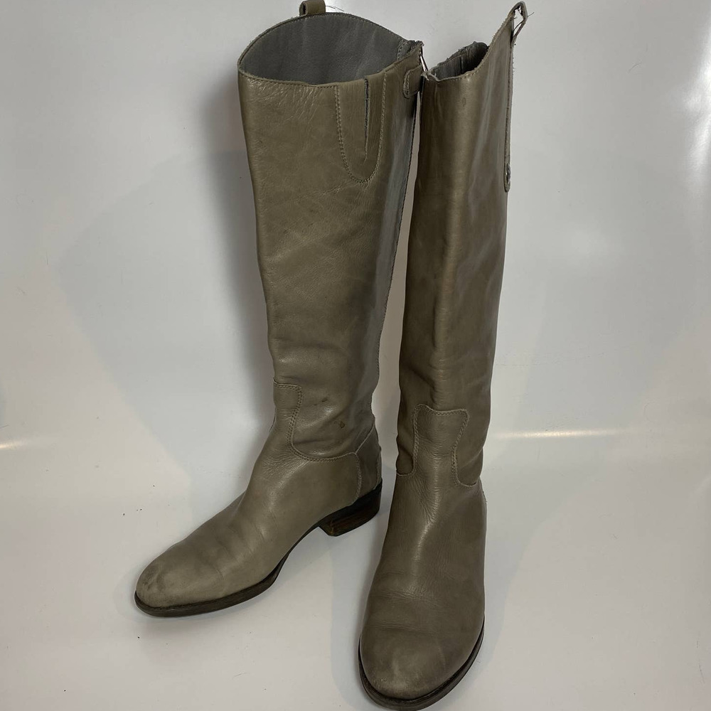 Sam Edelman Penny Gray Leather Full Zip Riding Boot Women's Size 8